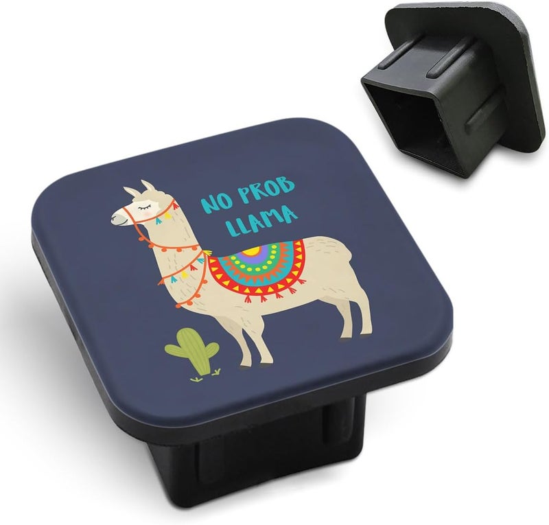 Tnomchey Llama Towing Cover No Prob Llama Motivational Words Cute Alpaca Cactus Rubber Receiver Tube Hitch Plug Hitch Receiver Cover Trailer Hitch Plug for Cars Trucks Accessories - Image 1